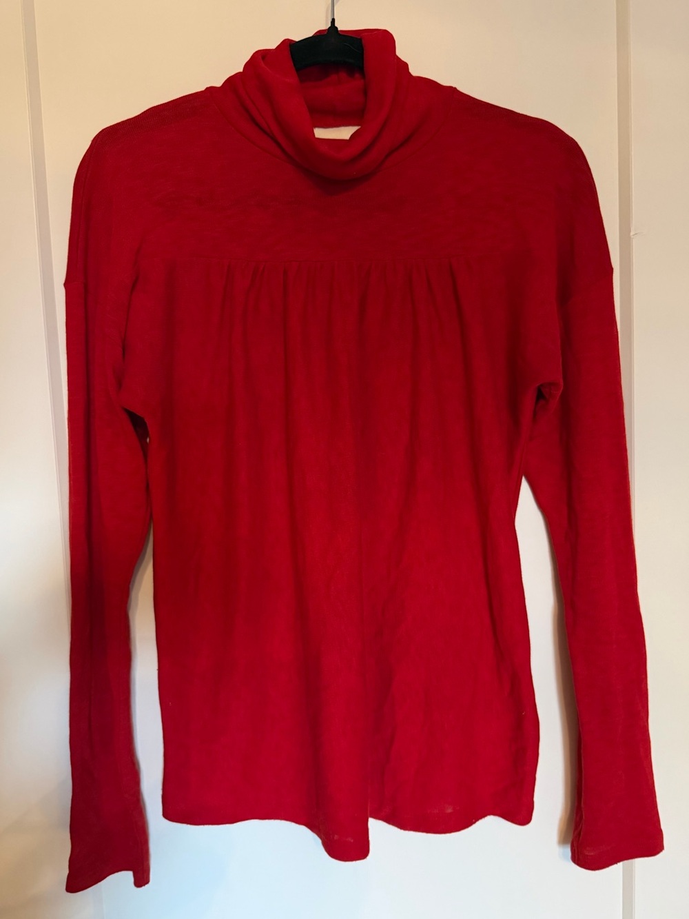 Anthropologie Red Long-Sleeve Turtleneck Top